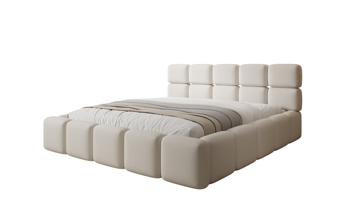 Lit rembourré design Matilda en Tissu avec espace de rangement