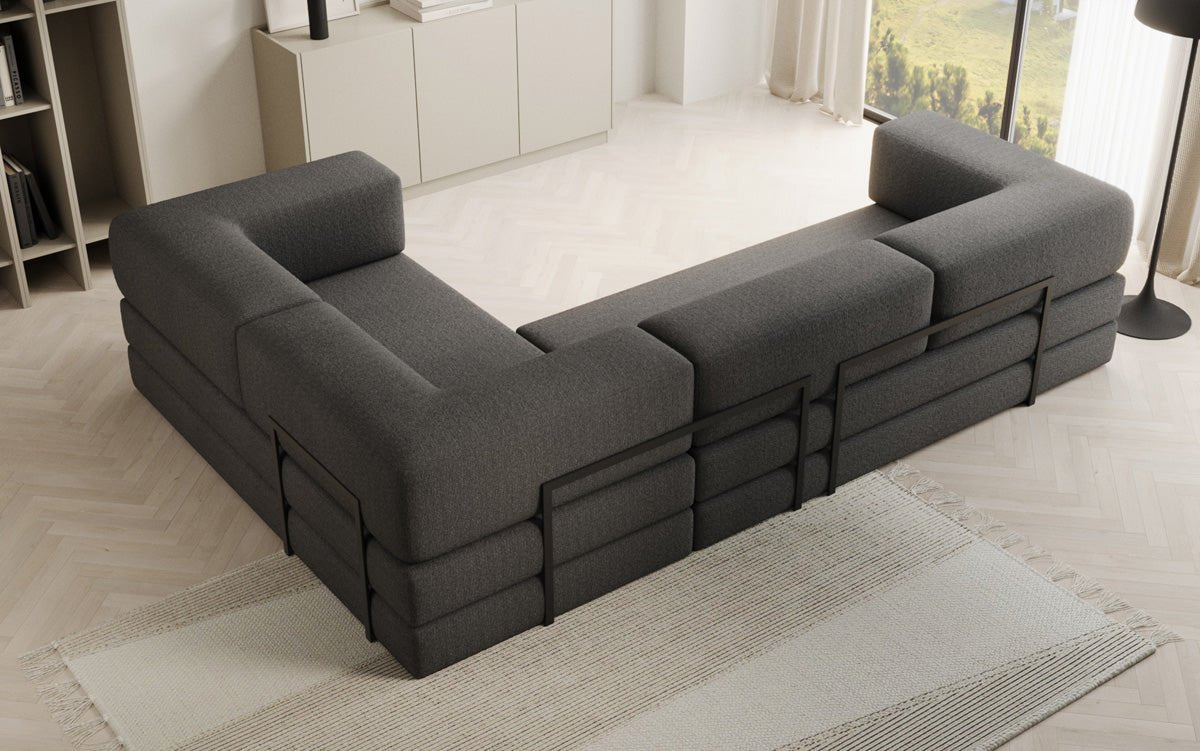 Designer Sofa Lazy L geschlossen in Bouclé