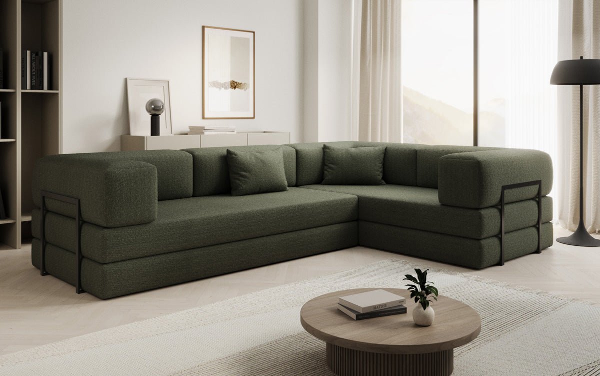 Designer Sofa Lazy L geschlossen in Bouclé