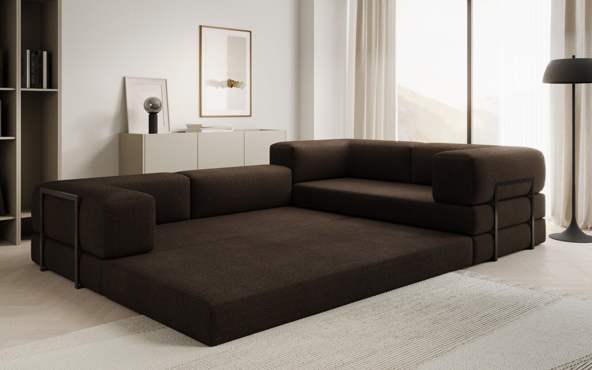 Designer Sofa Lazy L geschlossen in Bouclé