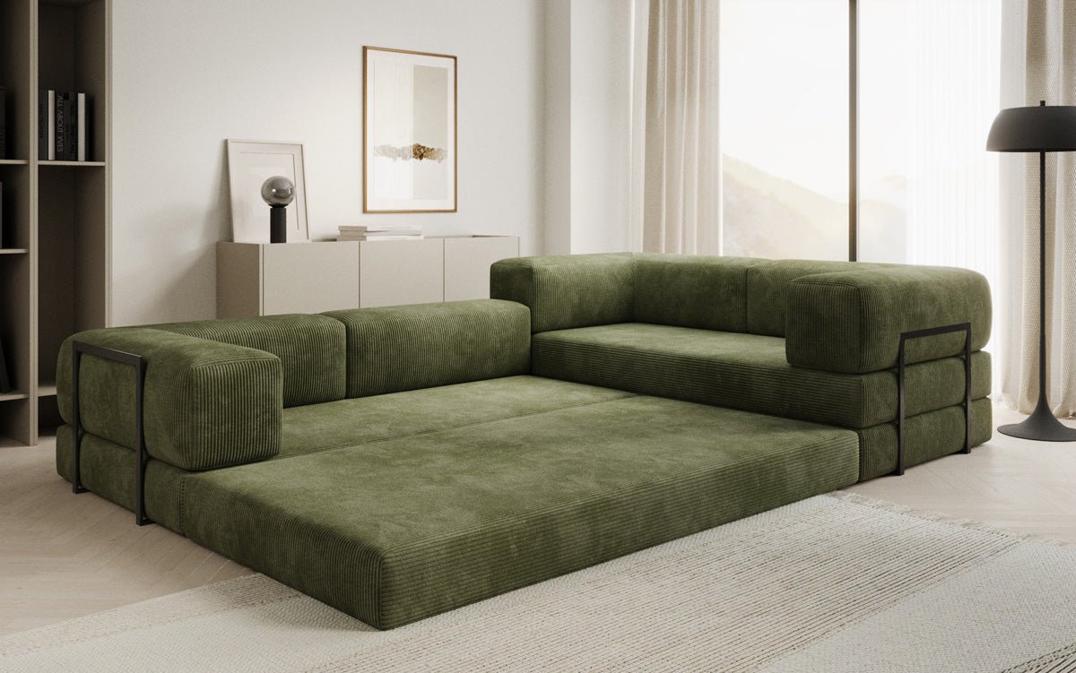 Canapé design Lazy L fermé en Côtelé