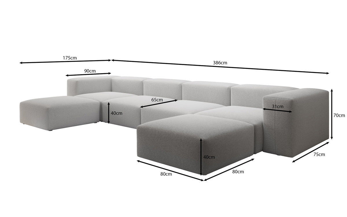 Canapé d'angle U Designer en Bouclé