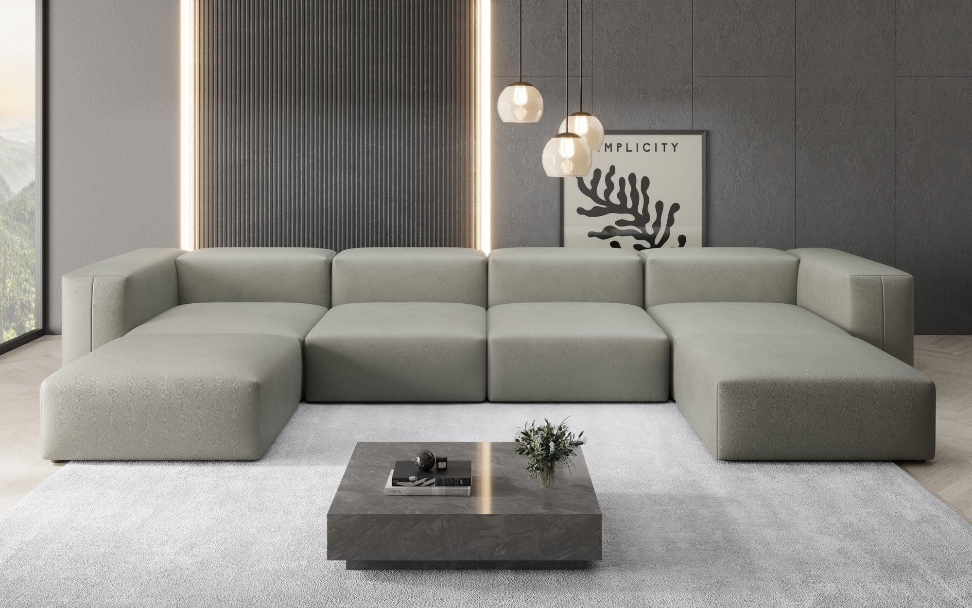 Canapé Designer U Snug en cuir véritable
