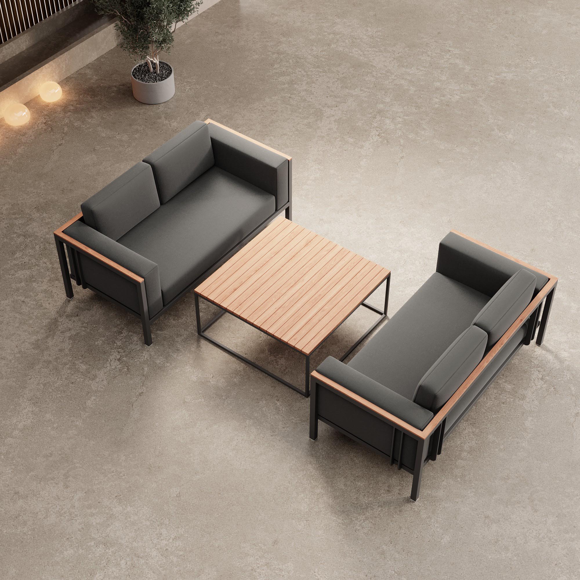 Euphoria – 2 Loungesofas & Tisch aus Aluminium | Aevora™ Kollektion