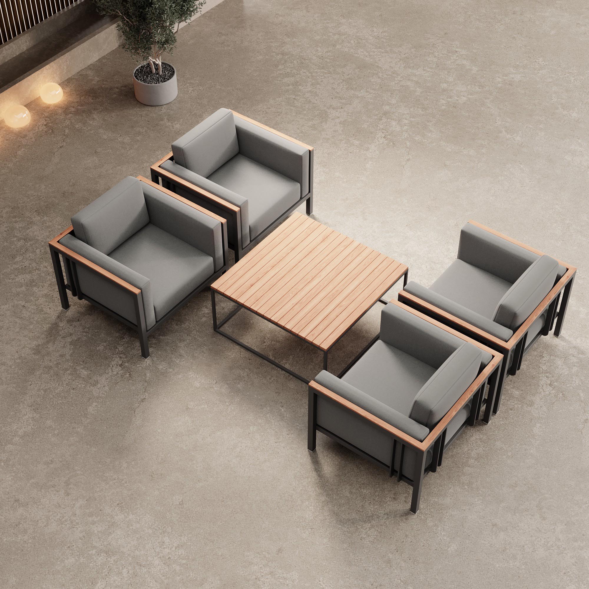 Euphoria – 4 Loungesessel & Tisch aus Aluminium | Aevora™ Kollektion