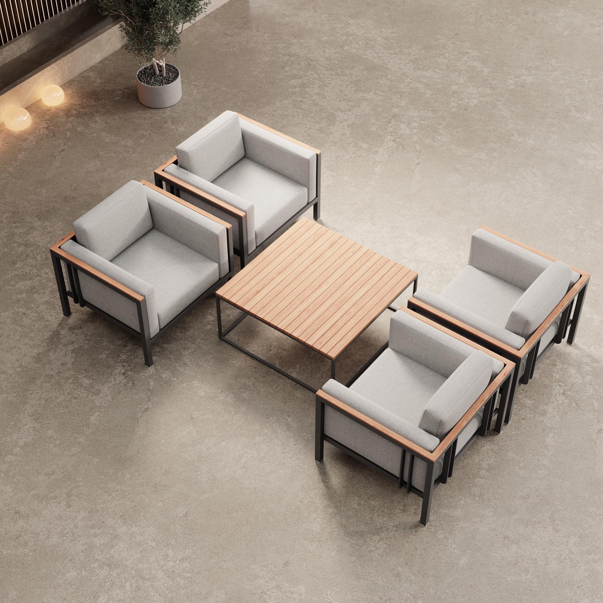 Euphoria – 4 Loungesessel & Tisch aus Aluminium | Aevora™ Kollektion