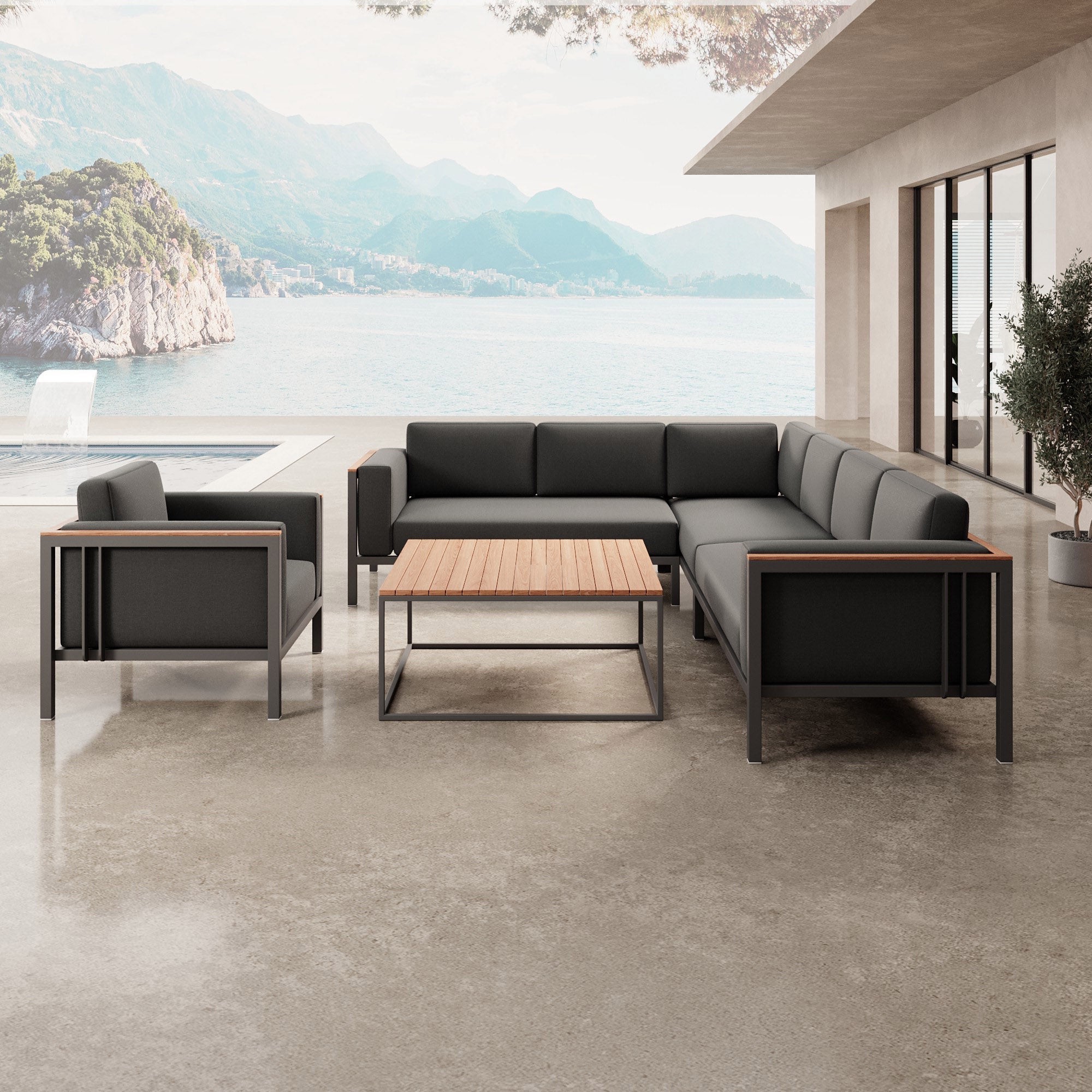 Euphoria – Ecklounge, Loungesessel & Tisch aus Aluminium | Aevora™ Kollektion