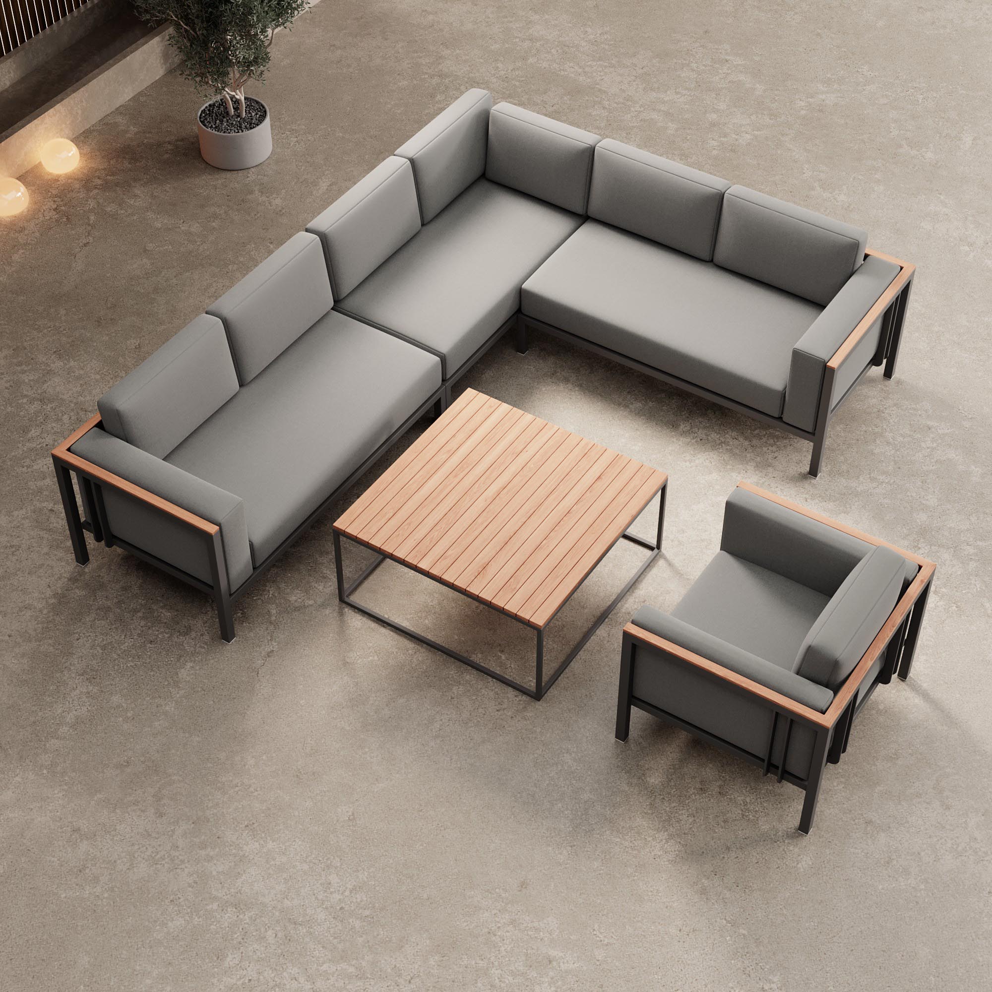 Euphoria – Ecklounge, Loungesessel & Tisch aus Aluminium | Aevora™ Kollektion