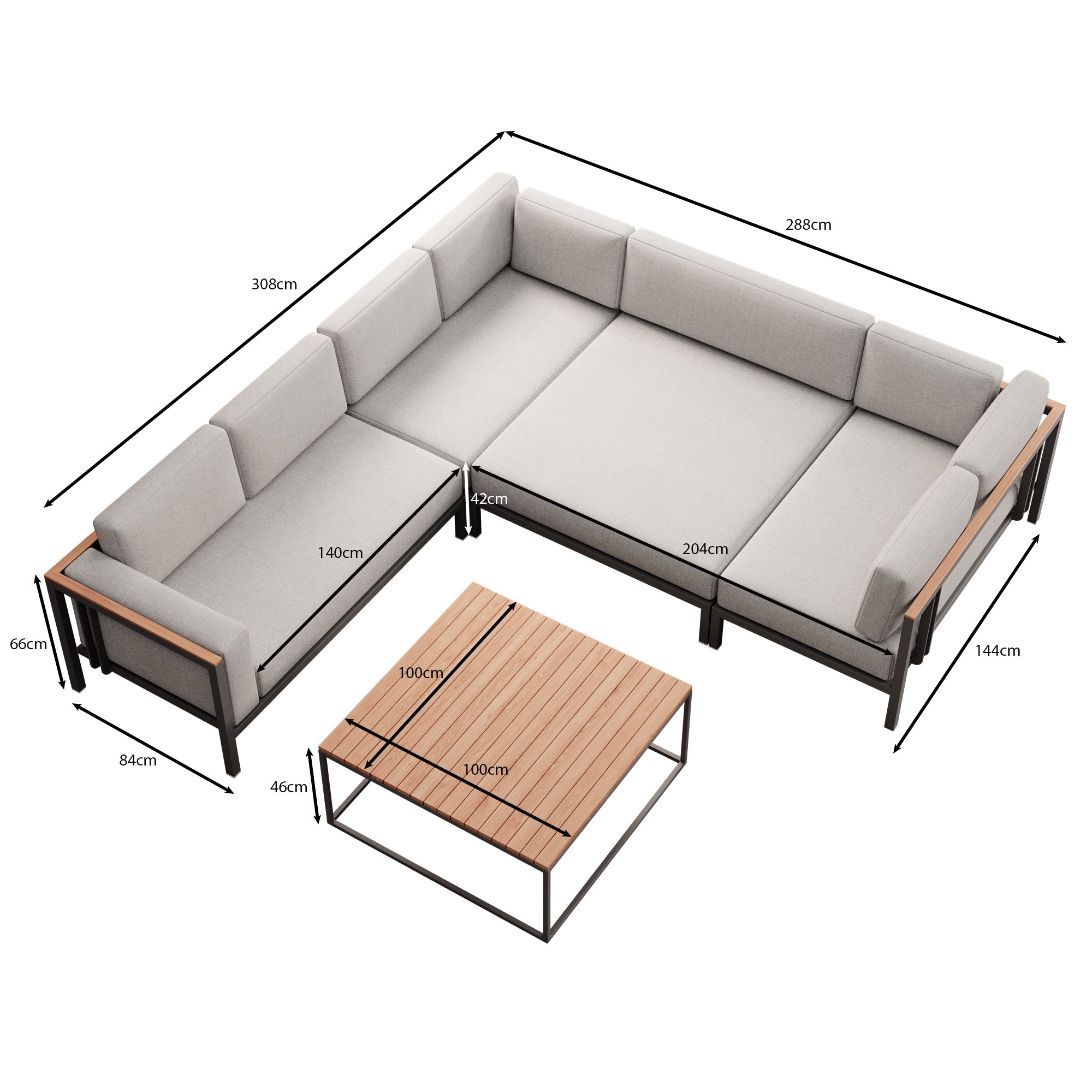 Euphoria – Ecklounge & Tisch aus Aluminium | Aevora™ Kollektion