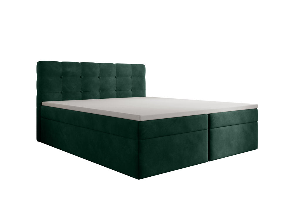 Faro Velvet Boxspring Bed with Storage