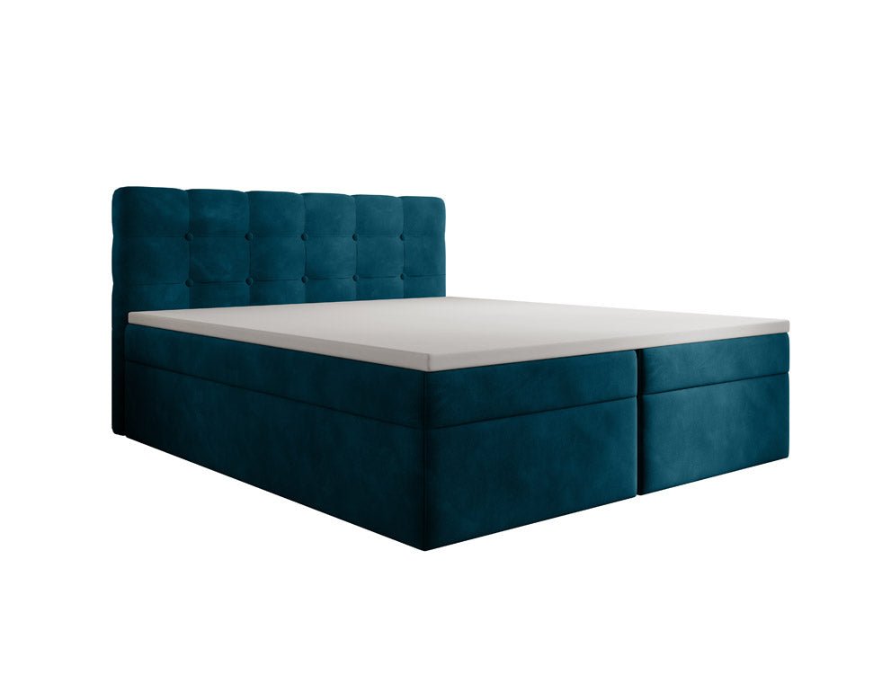 Faro Velvet Boxspring Bed with Storage
