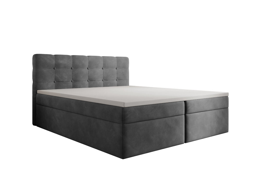 Faro Velvet Boxspring Bed with Storage