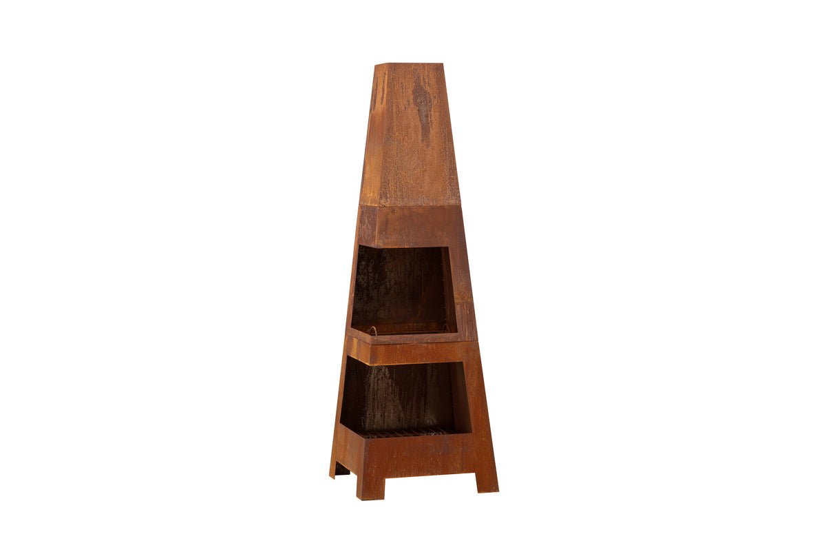 Feuerkorb Elias - quadratischer Kamin in Rusty Orange