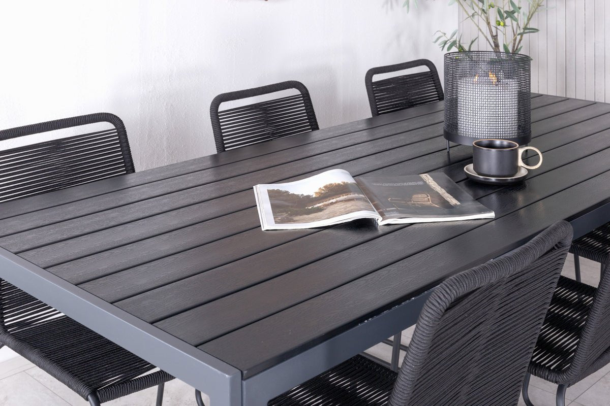 Ensemble de repas de jardin Mountain – Ensemble de mobilier de jardin 7 pièces en Noir