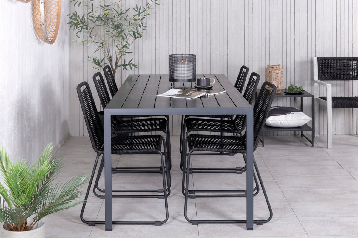 Ensemble de repas de jardin Mountain – Ensemble de mobilier de jardin 7 pièces en Noir
