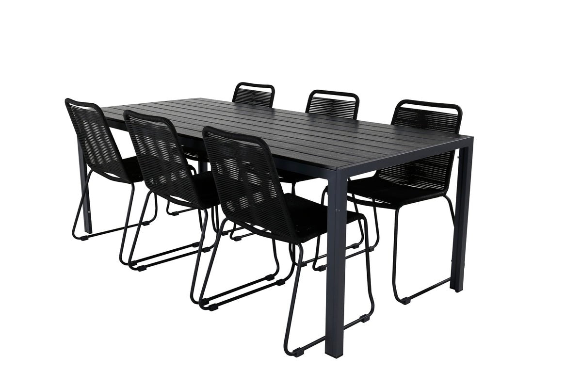 Ensemble de repas de jardin Mountain – Ensemble de mobilier de jardin 7 pièces en Noir