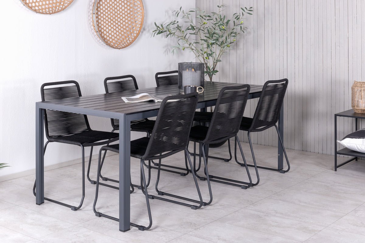 Ensemble de repas de jardin Mountain – Ensemble de mobilier de jardin 7 pièces en Noir