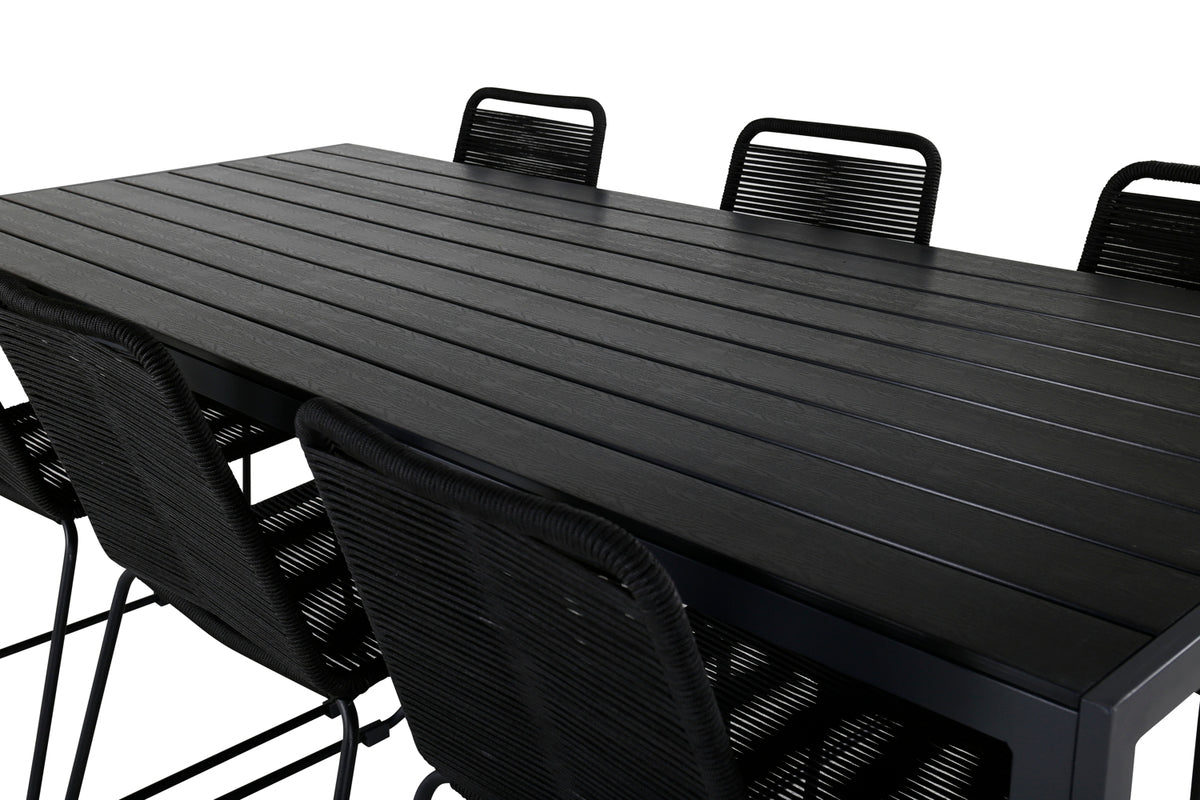 Ensemble de repas de jardin Mountain – Ensemble de mobilier de jardin 7 pièces en Noir