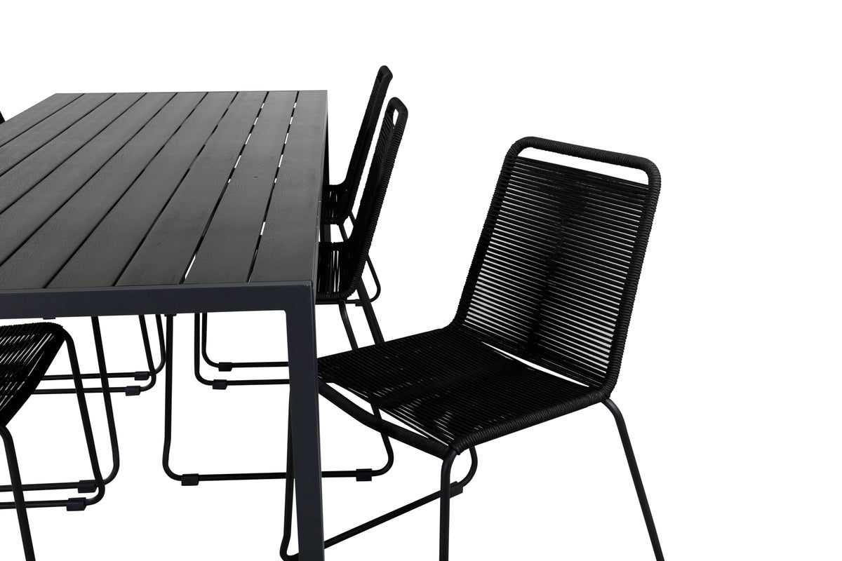 Ensemble de repas de jardin Mountain – Ensemble de mobilier de jardin 7 pièces en Noir