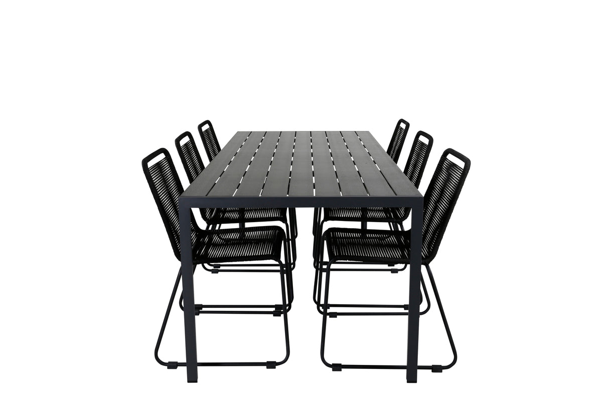 Ensemble de repas de jardin Mountain – Ensemble de mobilier de jardin 7 pièces en Noir