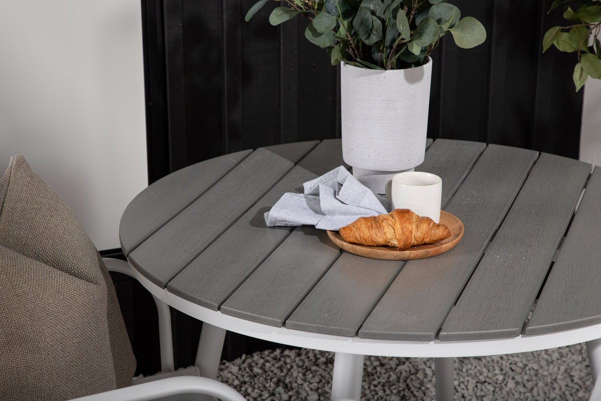 Ensemble de repas de jardin Italiano – Ensemble de mobilier de jardin 3 pièces en Blanc/Gris