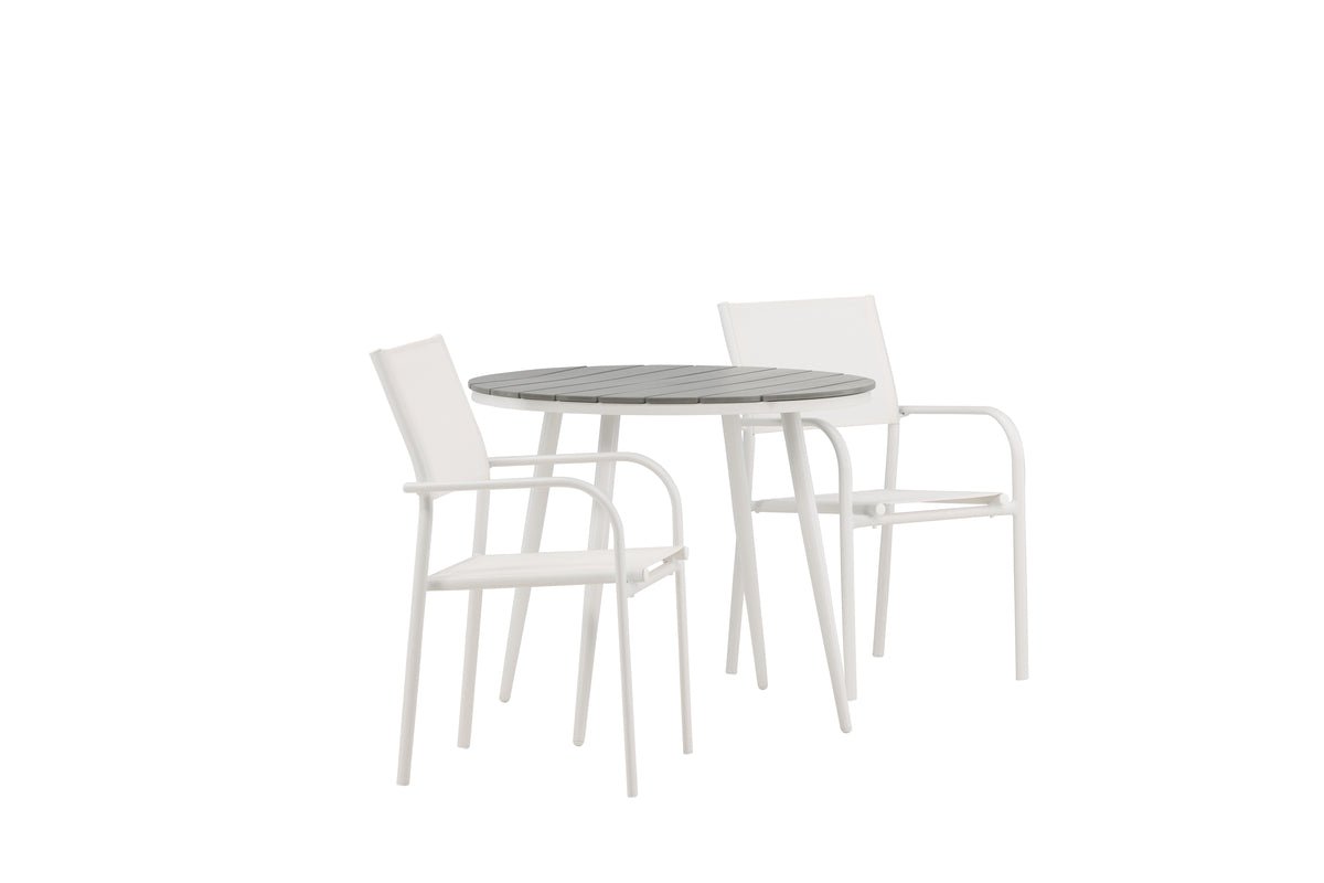 Ensemble de repas de jardin Italiano – Ensemble de mobilier de jardin 3 pièces en Blanc/Gris