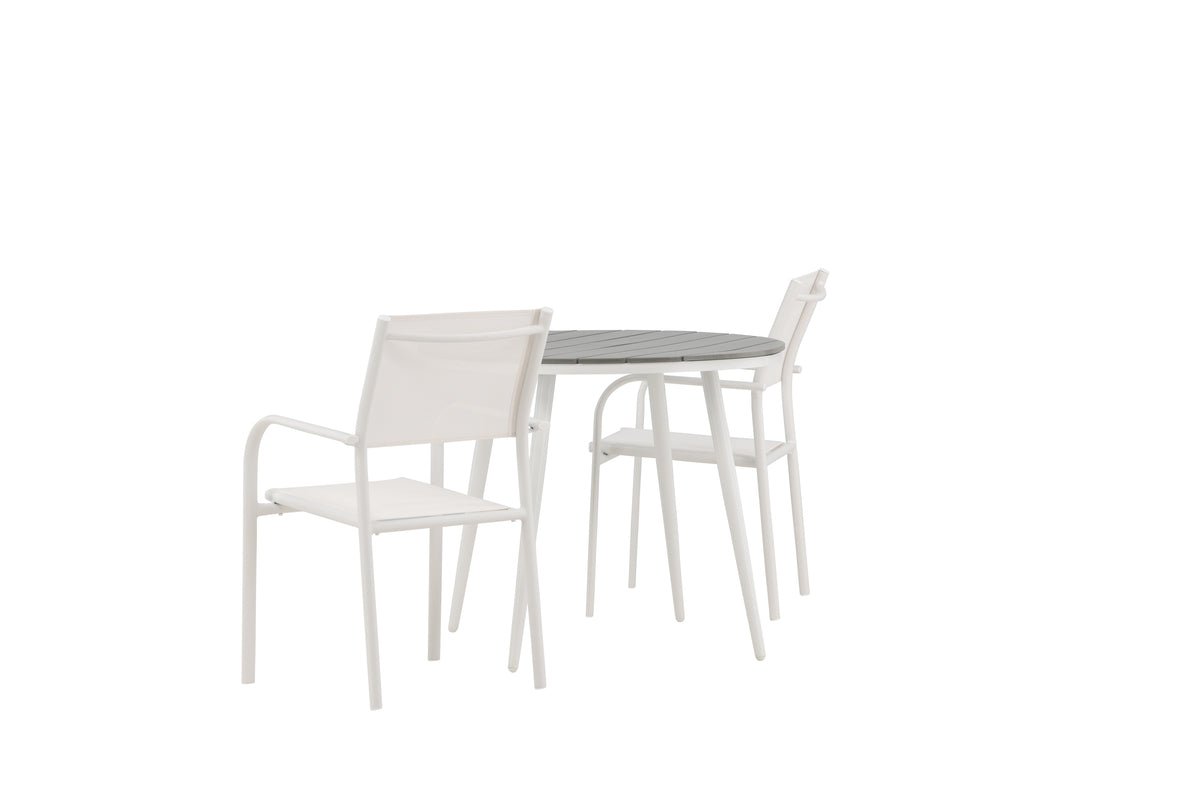 Ensemble de repas de jardin Italiano – Ensemble de mobilier de jardin 3 pièces en Blanc/Gris