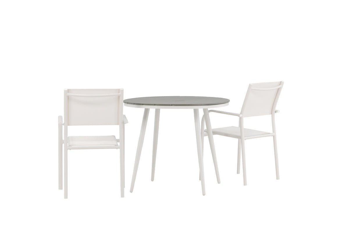 Ensemble de repas de jardin Italiano – Ensemble de mobilier de jardin 3 pièces en Blanc/Gris
