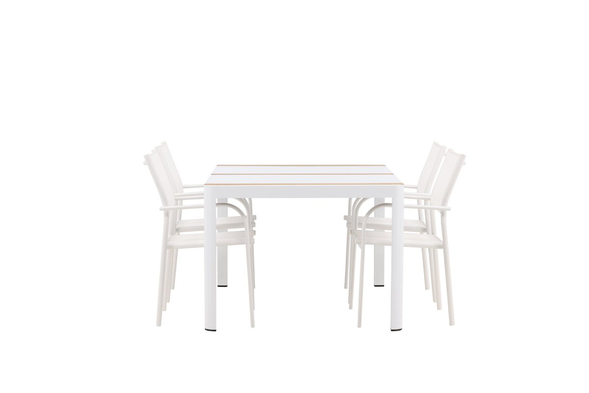 Ensemble de repas de jardin Mareike – Ensemble de mobilier de jardin blanc en 2 tailles