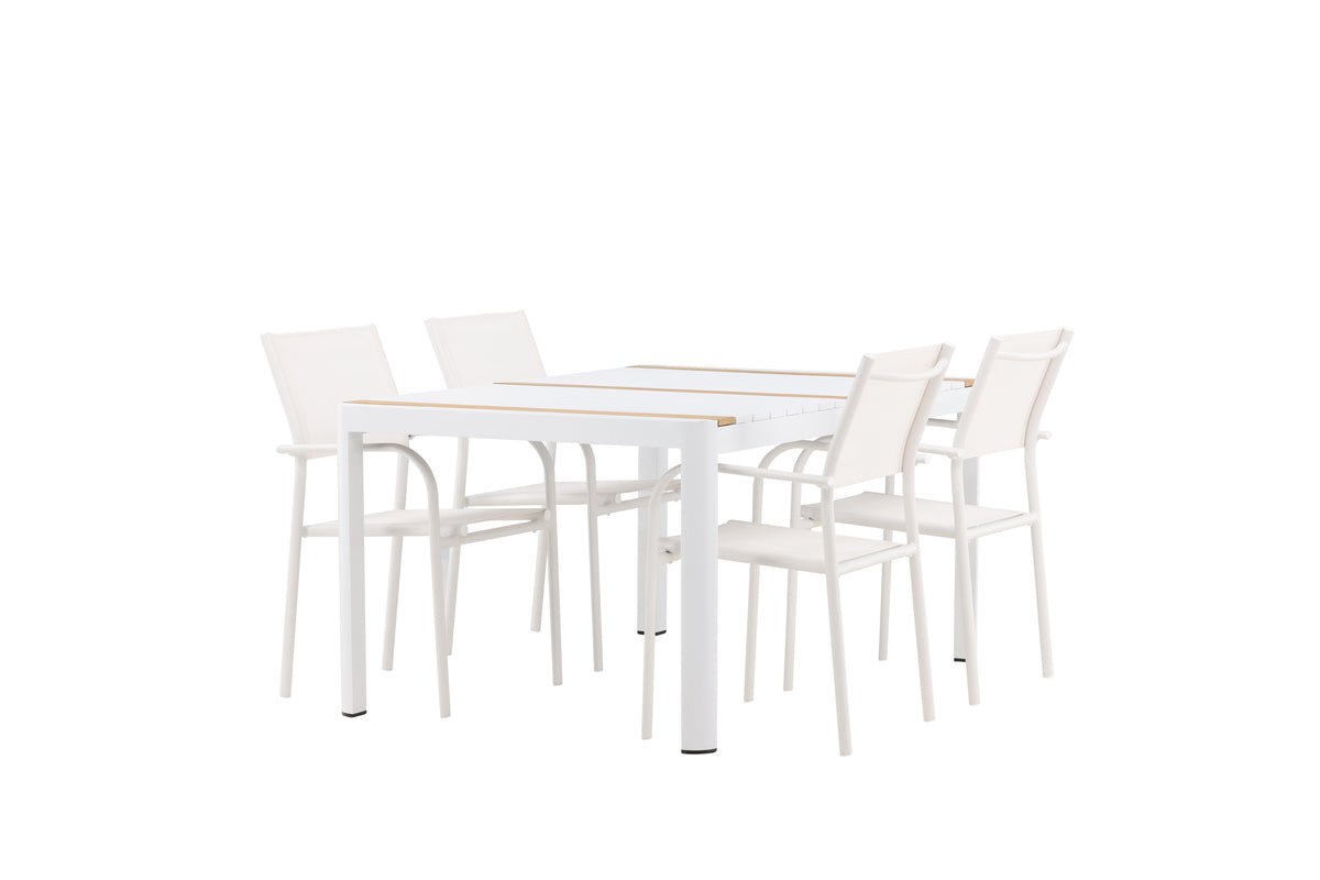 Ensemble de repas de jardin Mareike – Ensemble de mobilier de jardin blanc en 2 tailles