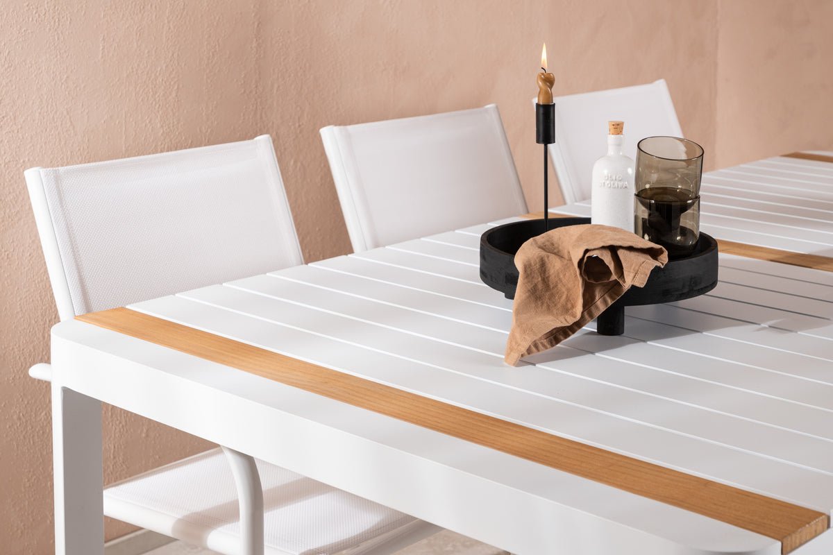 Ensemble de repas de jardin Mareike – Ensemble de mobilier de jardin blanc en 2 tailles