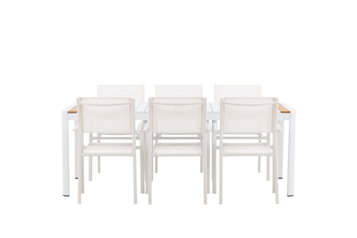 Ensemble de repas de jardin Mareike – Ensemble de mobilier de jardin blanc en 2 tailles