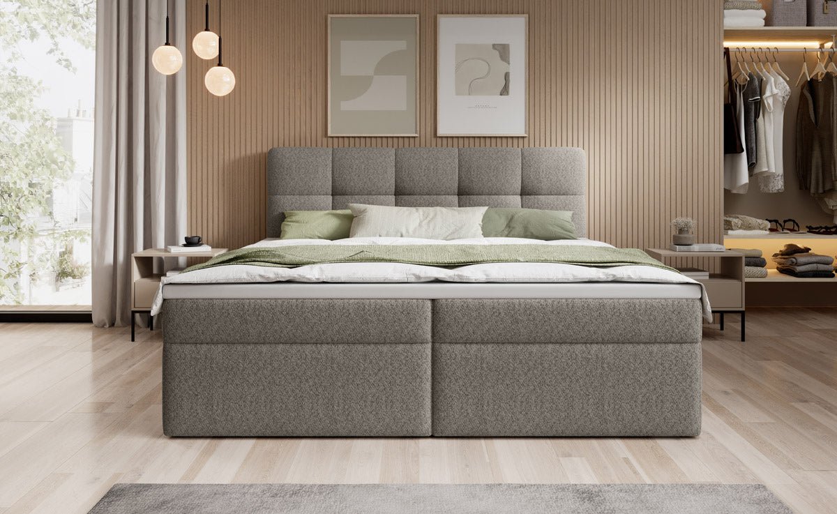 Cozy II Bouclé Box Spring Bed with Storage