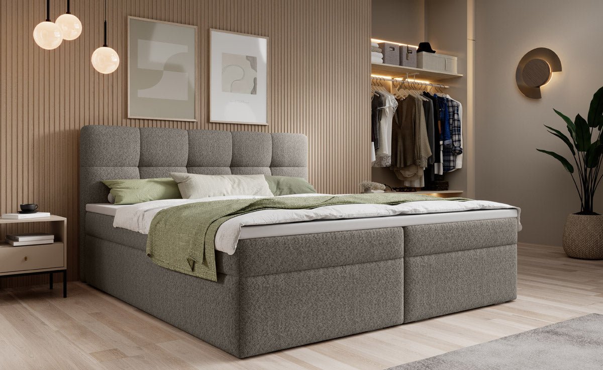 Cozy II Bouclé Box Spring Bed with Storage