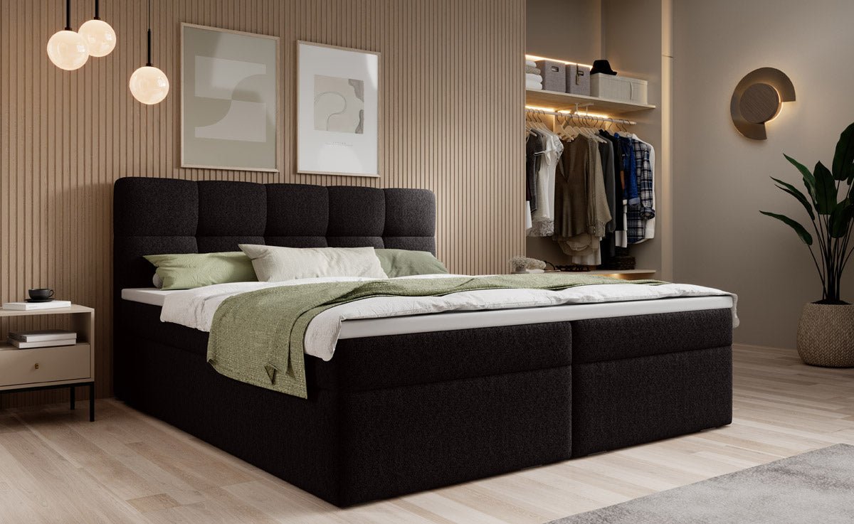 Cozy II Bouclé Box Spring Bed with Storage
