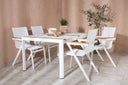 Garten Essgruppe Rolina – 4 Stühle und 1 Tisch in Weiß