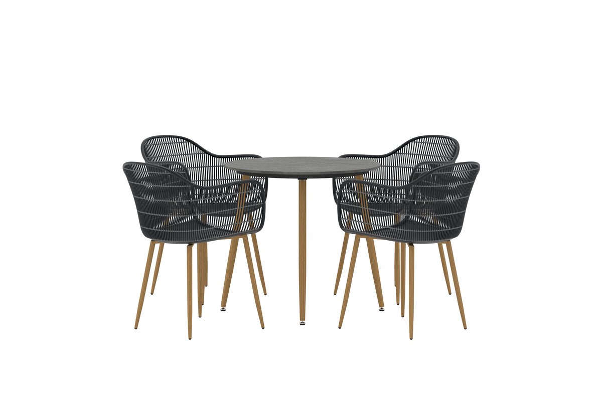 Garten Essgruppe Solina – 5-teiliges Set mit Keramik-Tischplatte