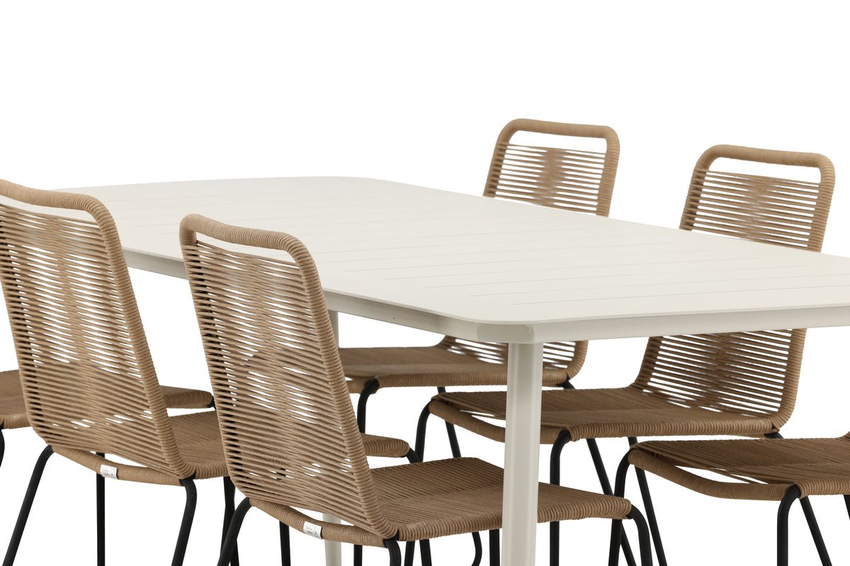 Garten Essgruppe Teneriffa– 7-teiliges Gartenmöbel-Set Beige/Braun