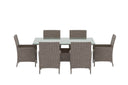 Garten Essgruppe Vireta – 7-teiliges Set aus synthetischem Rattan
