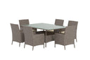 Garten Essgruppe Vireta – 7-teiliges Set aus synthetischem Rattan