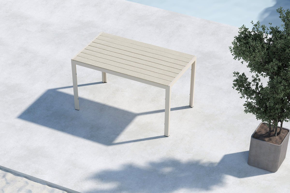 Table à manger de jardin Siena - 140x80 cm en aluminium et polywood en Beige ou Noir