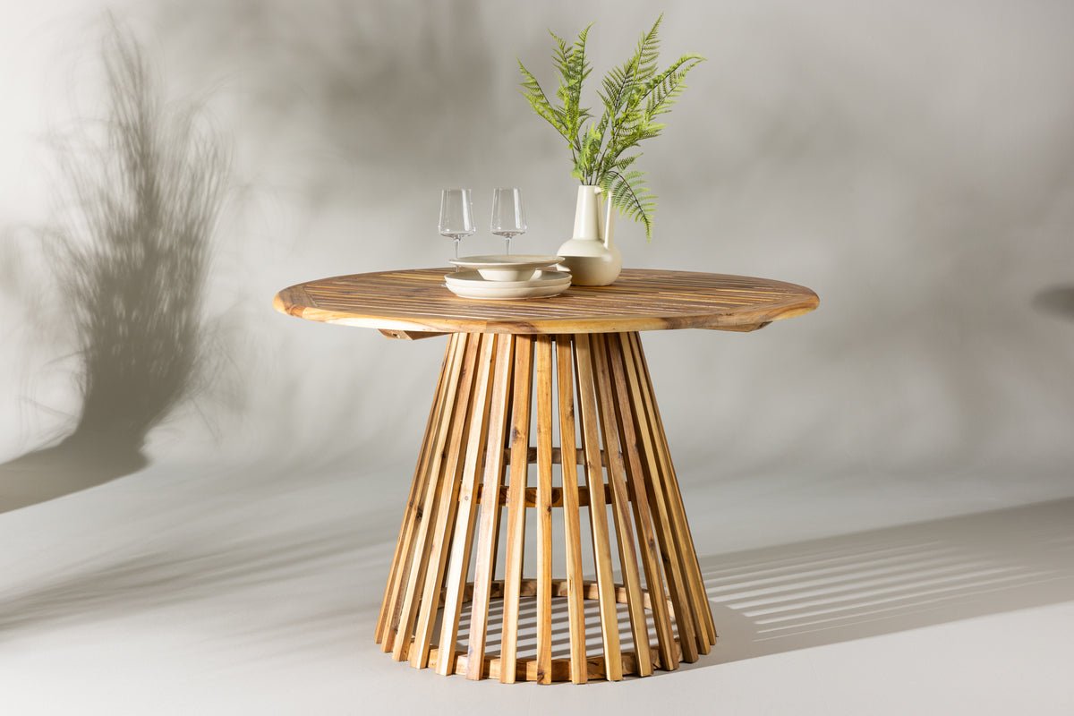 Table à manger de jardin Silva - Ø 120 cm en bois d'acacia aspect naturel