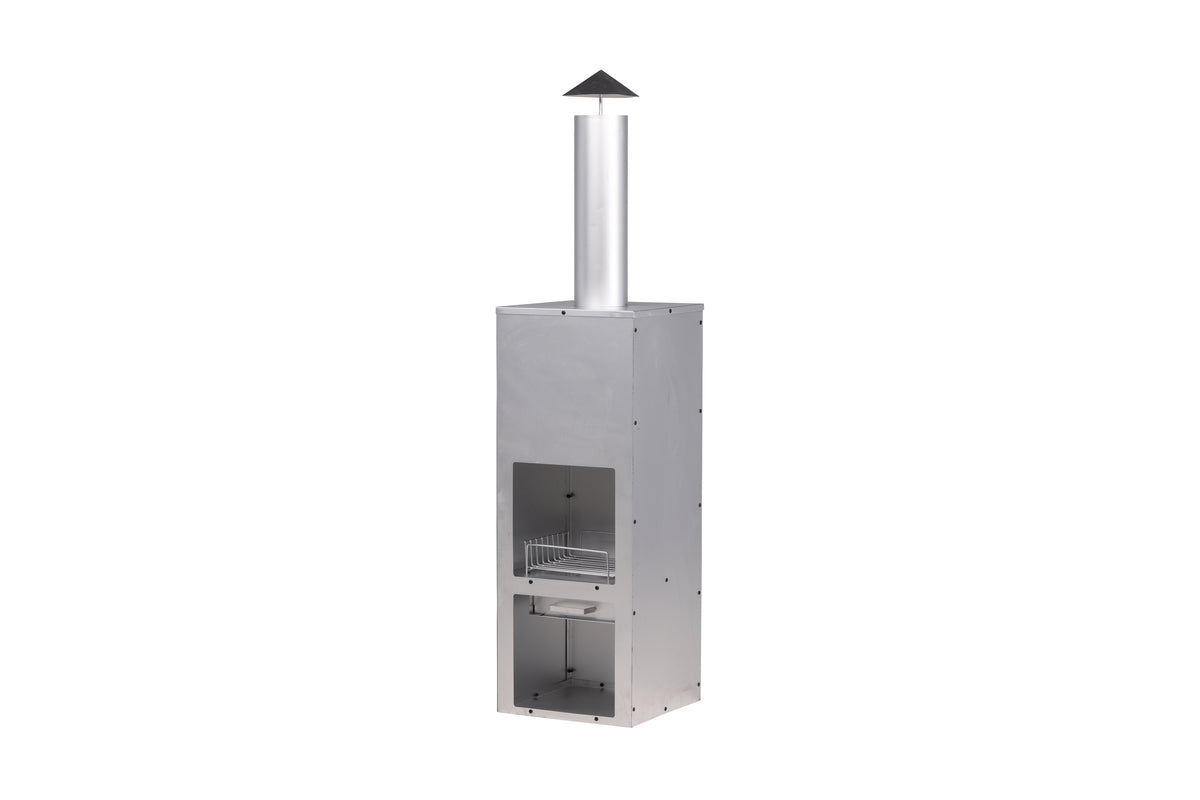 Garten Kamin Arne - aus Stahl mit Schornstein in Silber