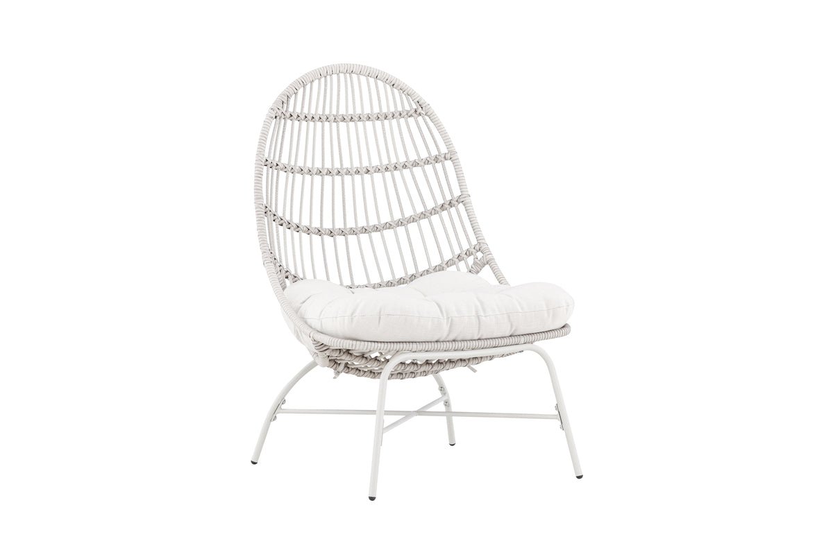 Fauteuil lounge de jardin Anne - En polyester et acier en Beige