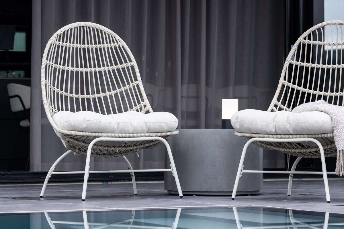 Fauteuil lounge de jardin Anne - En polyester et acier en Beige