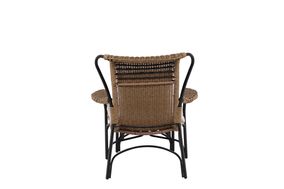 Fauteuil lounge de jardin Asia - avec structure noire et coussins clairs
