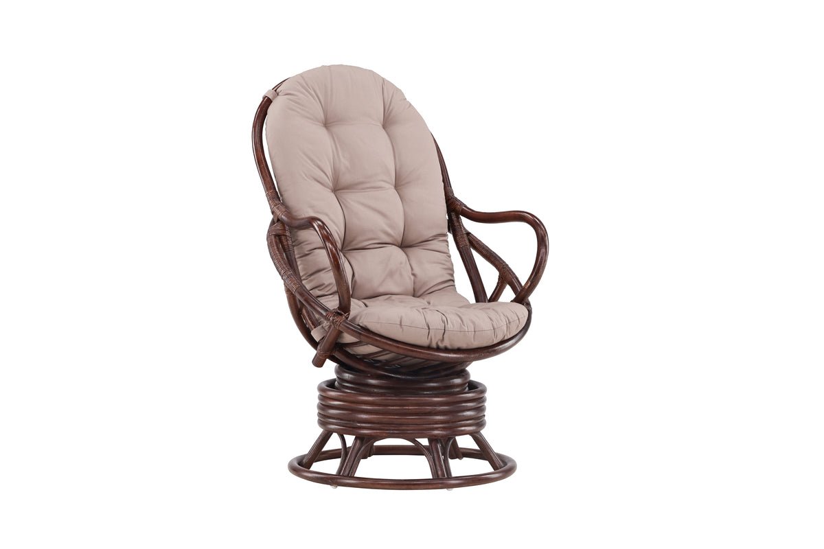 Fauteuil lounge de jardin Finn - en rotin couleur noyer foncé