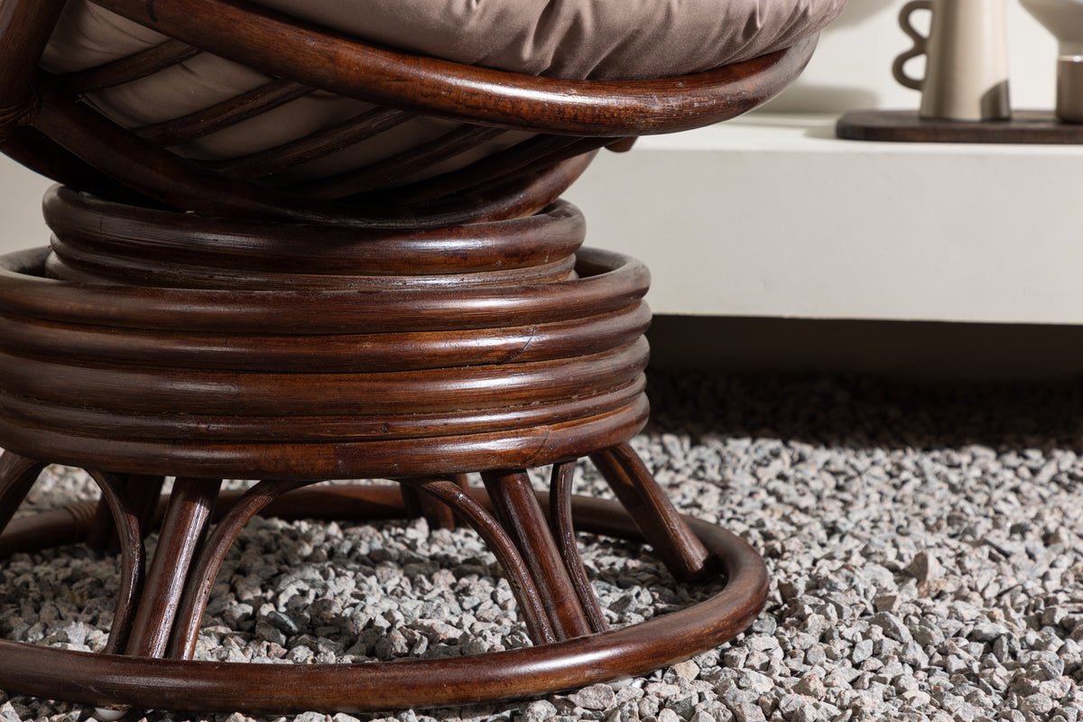 Fauteuil lounge de jardin Finn - en rotin couleur noyer foncé