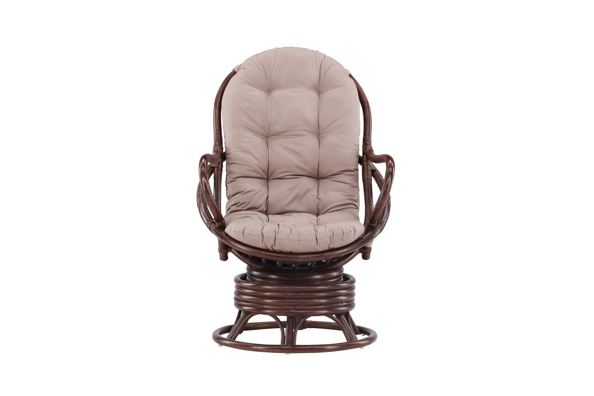 Fauteuil lounge de jardin Finn - en rotin couleur noyer foncé