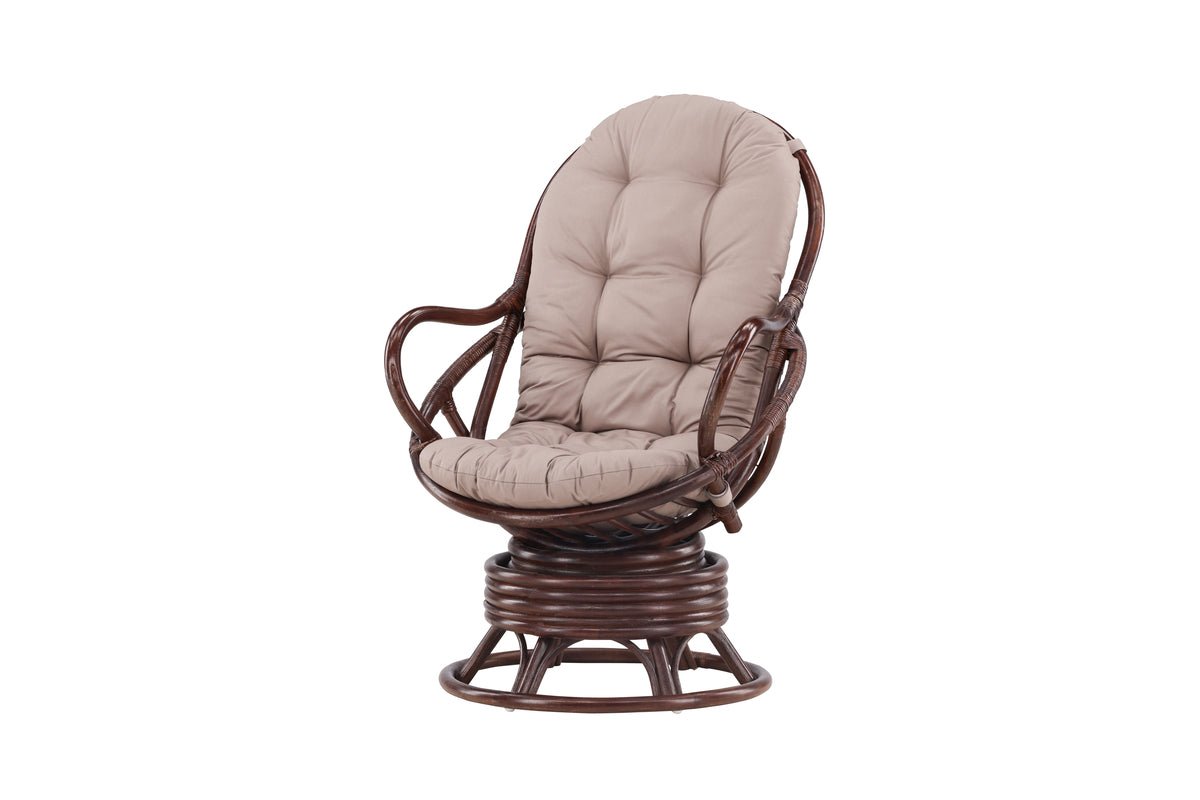 Fauteuil lounge de jardin Finn - en rotin couleur noyer foncé